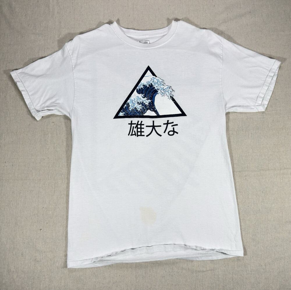 Return To Sender White Japanese Art Graphic Print Knit Tee Crewneck Mens M